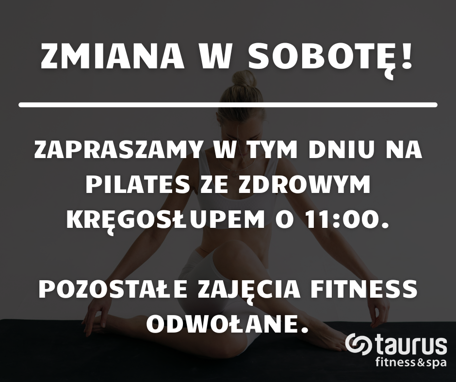 Zmiana w sobotę 26.10! Zapraszamy na pilates ze zdrowym kręgosłupem o 11:00!